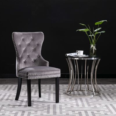 vidaXL Dining Chairs 2 pcs Grey Velvet