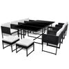 vidaXL 13 Piece Outdoor Dining Set with Cushions Poly Rattan Black