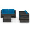 vidaXL 6 Piece Garden Lounge Set with Cushions Grey Impregnated Wood