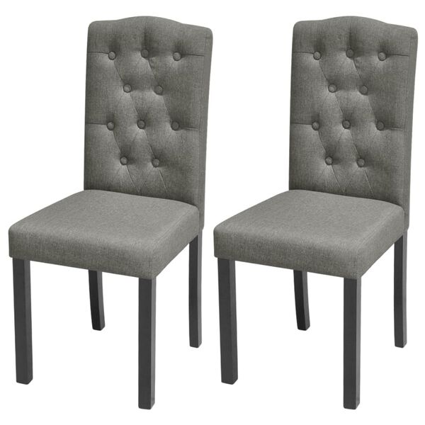 vidaXL Dining Chairs 2 pcs Grey Fabric