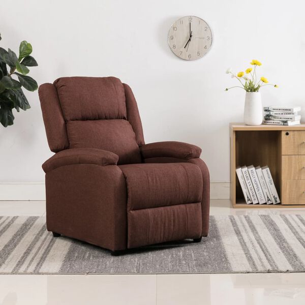 vidaXL Wing Back Recliner Chair Brown Fabric