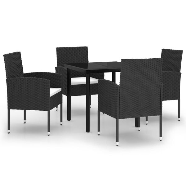 vidaXL 5 Piece Garden Dining Set Black