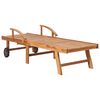 vidaXL Sun Lounger with Cream Cushion Solid Teak Wood