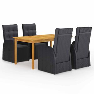 vidaXL 5 Piece Garden Dining Set Black