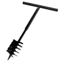 Ground Drill with Handle Auger Bit 180 mm Three Spirals Steel Black