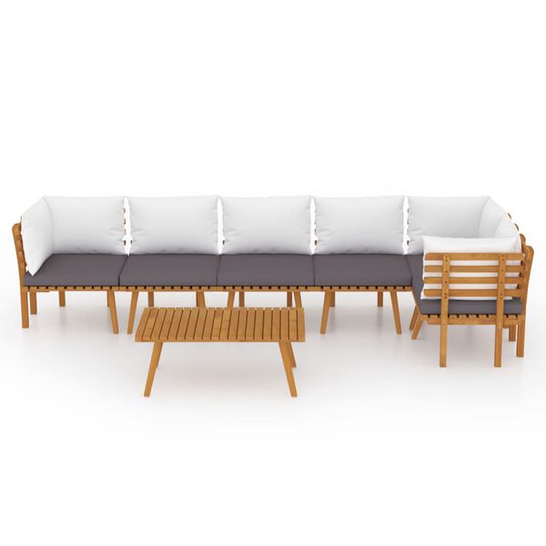vidaXL 7 Piece Garden Lounge Set with Cushions Solid Wood Acacia