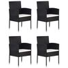 vidaXL 5 Piece Garden Dining Set Poly Rattan Black