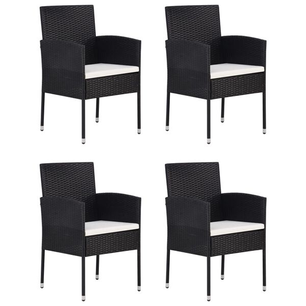 vidaXL 5 Piece Garden Dining Set Poly Rattan Black
