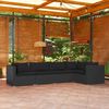 vidaXL 5 Piece Garden Lounge Set with Cushions Poly Rattan Black