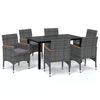 vidaXL 7 Piece Garden Dining Set with Cushions Poly Rattan Grey