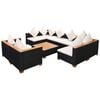 vidaXL 9 Piece Garden Lounge Set with Cushions Poly Rattan Black