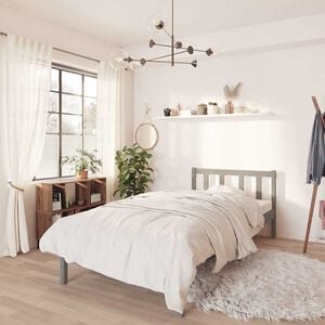 vidaXL 810069 vidaXL Bed Frame without Mattress Grey Solid Wood 90x200 cm