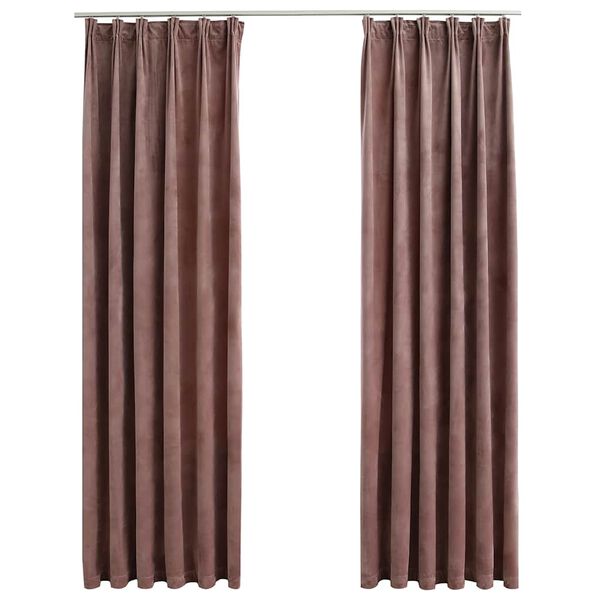 vidaXL Blackout Curtains 2pcs with Hooks Velvet Antique Pink 140x225cm