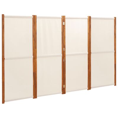 vidaXL 4-Panel Room Divider Cream White 280x180 cm