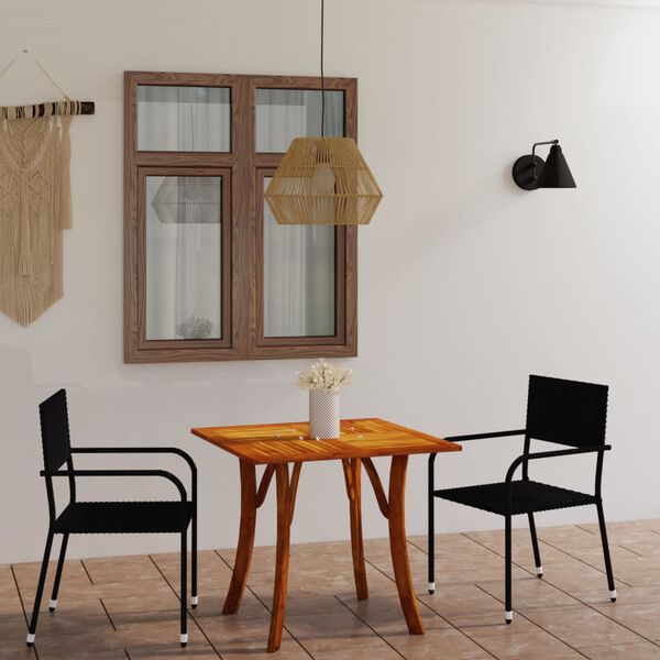 vidaXL 3 Piece Garden Dining Set Black