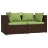 vidaXL 2-Seater Sofa with Cushions Brown Poly Rattan