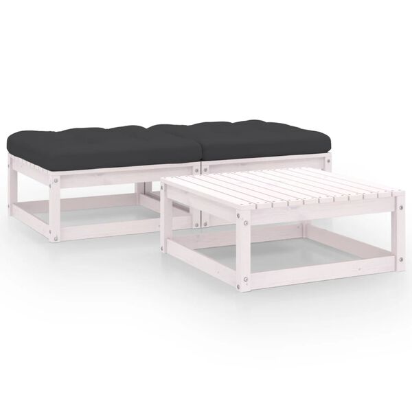 vidaXL 3 Piece Garden Lounge Set with Cushions Solid Pinewood