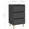 vidaXL Bed Cabinets with Solid Wood Legs 2 pcs Grey 40x35x69 cm