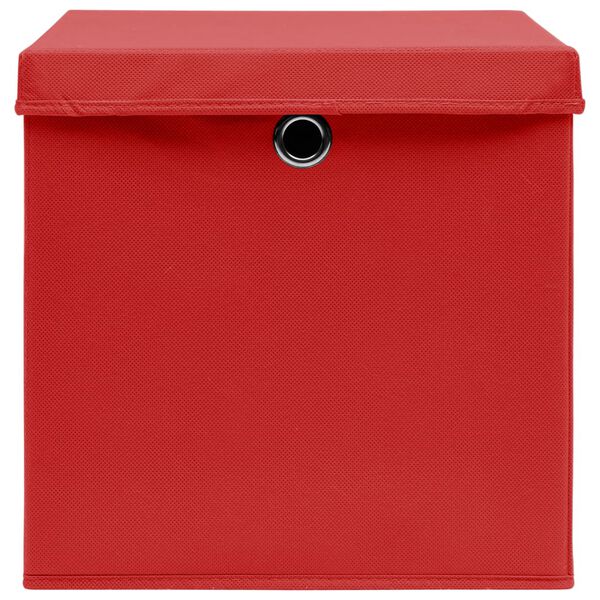 vidaXL Storage Boxes with Lids 10 pcs Red 32x32x32 cm Fabric