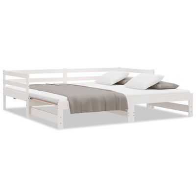 vidaXL Pull-out Day Bed without Mattress White 2x(90x200) cm