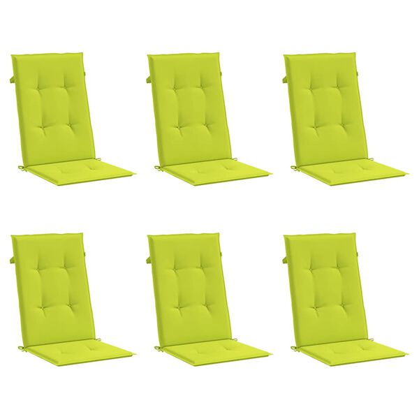 vidaXL Garden Highback Chair Cushions 6 pcs Bright Green 120x50x3 cm Fabric