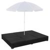 vidaXL Outdoor Lounge Bed with Umbrella Poly Rattan Black