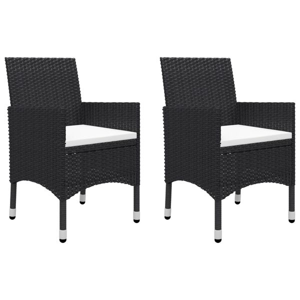 vidaXL 3 Piece Garden Bistro Set Poly Rattan and Acacia Wood Black