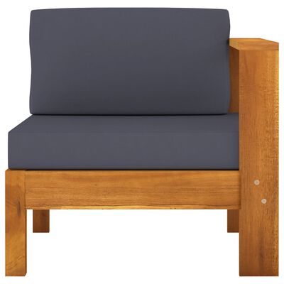 vidaXL Middle Sofa with 1 Armrest Dark Grey Solid Acacia Wood