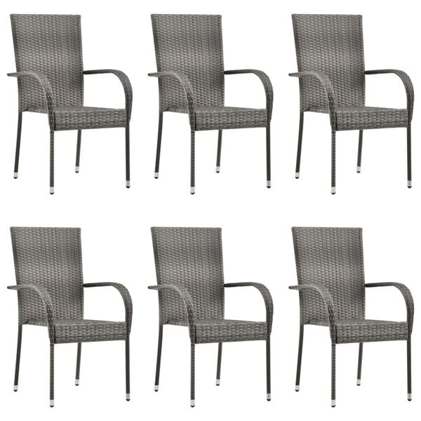 vidaXL 7 Piece Garden Dining Set Poly Rattan Grey