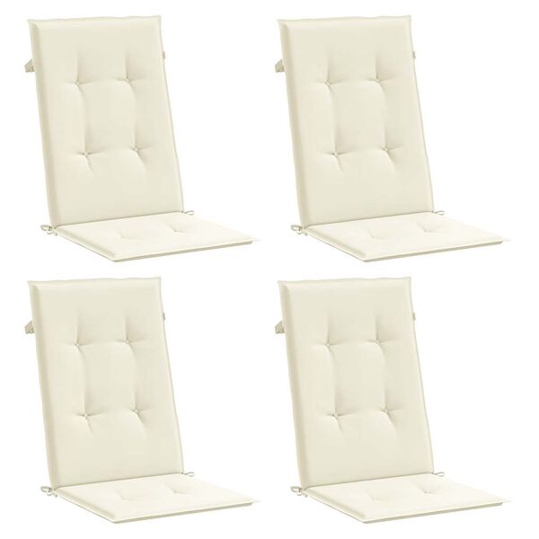vidaXL Garden Highback Chair Cushions 4 pcs Cream 120x50x2 cm Fabric