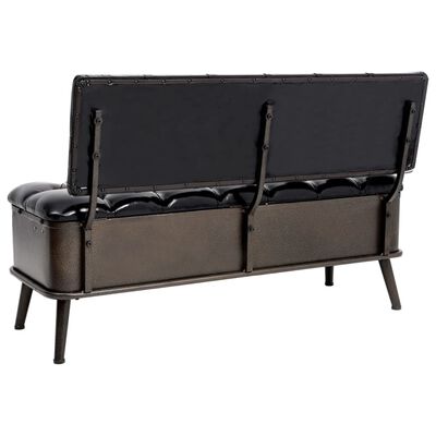 vidaXL Storage Bench with Backrest 110 cm Black Faux Leather