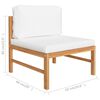 vidaXL 3 Piece Garden Lounge Set with Cream Cushions Teak Wood