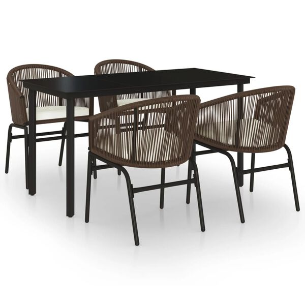 vidaXL 5 Piece Garden Dining Set Brown