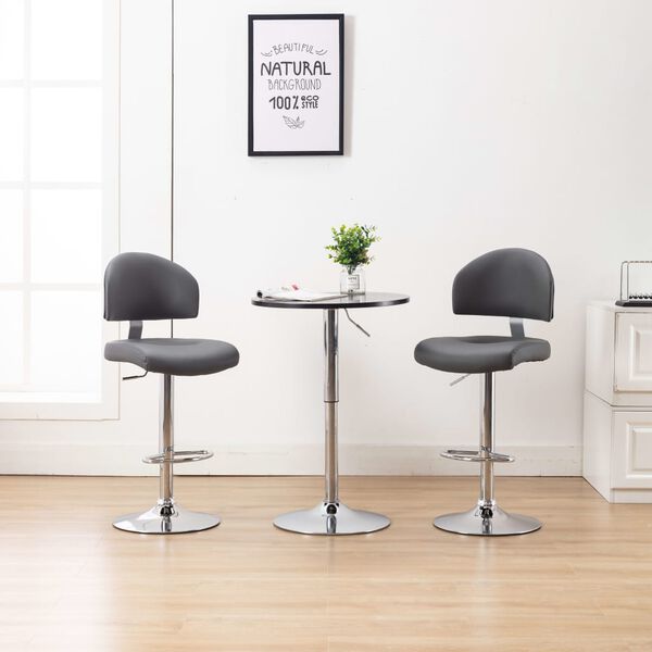 vidaXL Bar Stools 2 pcs Grey Faux Leather