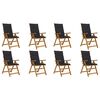 vidaXL Folding Garden Chairs with Cushions 8 pcs Solid Acacia Wood