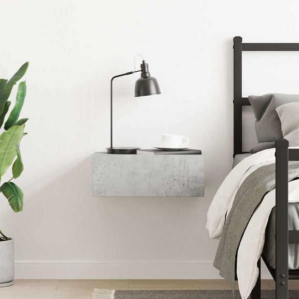 vidaXL Floating Nightstand Concrete Grey 40x30x15 cm Engineered Wood