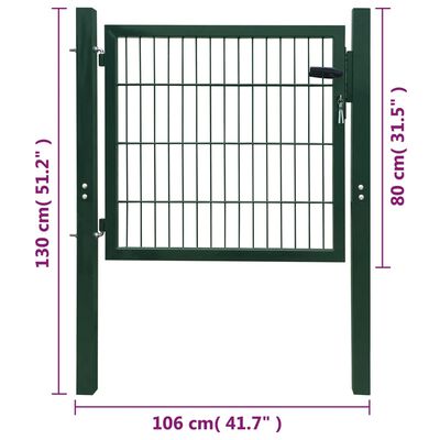 vidaXL 2D Fence Gate (Single) Green 106 x 130 cm