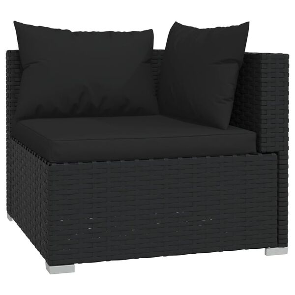 vidaXL 7 Piece Garden Lounge Set with Cushions Black Poly Rattan