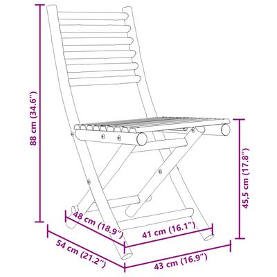 vidaXL Folding Garden Chairs 2 pcs 43x54x88 cm Bamboo