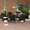 vidaXL 7 Piece Garden Dining Set with Cushions Poly Rattan Black