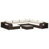 vidaXL 10 Piece Garden Lounge Set with Cushions Poly Rattan Brown