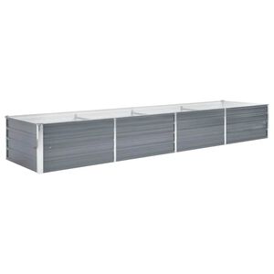vidaXL Raised Bed | Grey | Galvanised steel | 320x80x45 cm | Strong and Durable