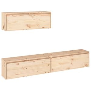 vidaXL TV Cabinet | Set of 3 | Natural Wood | Solid Pinewood | Large
