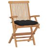 vidaXL Garden Chairs with Black Cushions 4 pcs Solid Teak Wood