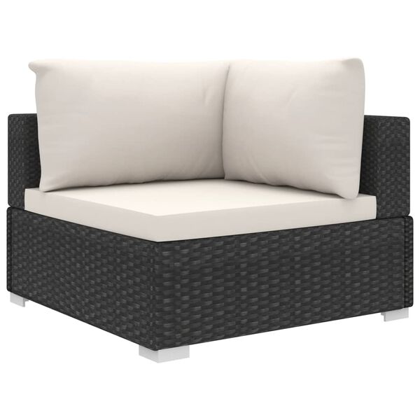 vidaXL 5 Piece Garden Lounge Set with Cushions Poly Rattan Black