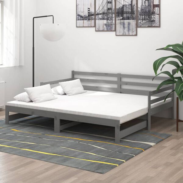 vidaXL Pull-out Day Bed without Mattress Grey 2x(90x200)cm