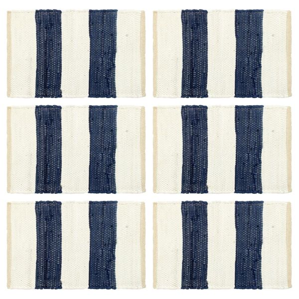 vidaXL Placemats 6 pcs Chindi Stripe Blue and White 30x45 cm