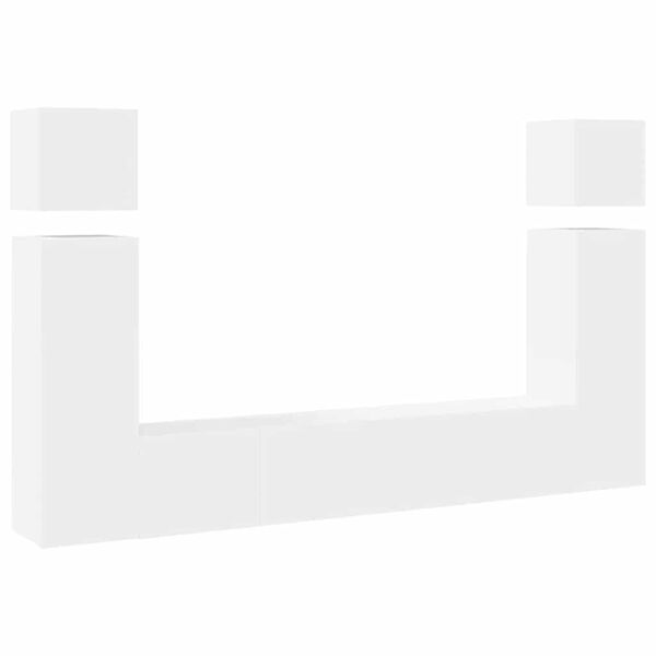 vidaXL 8 Piece TV Cabinet Set White Engineered Wood