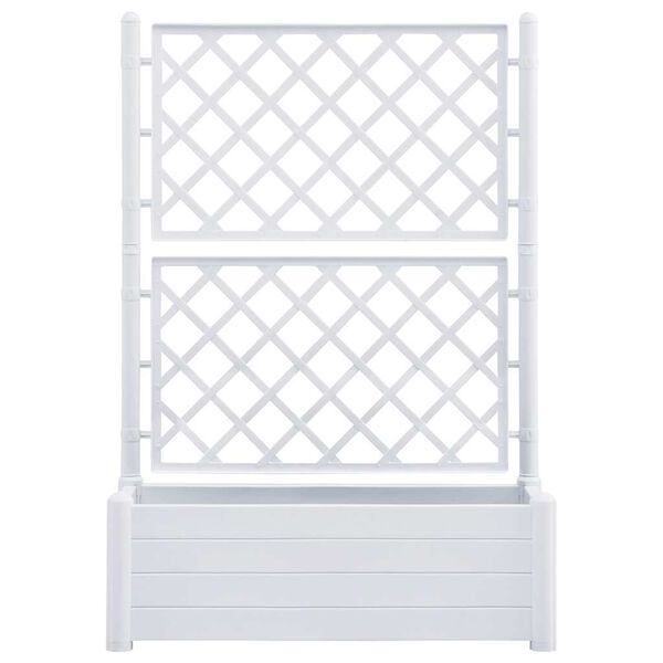 vidaXL Garden Planter with Trellis 100x43x142 cm PP White