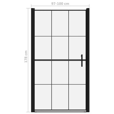 vidaXL Shower Door Tempered Glass 100x178 cm Black